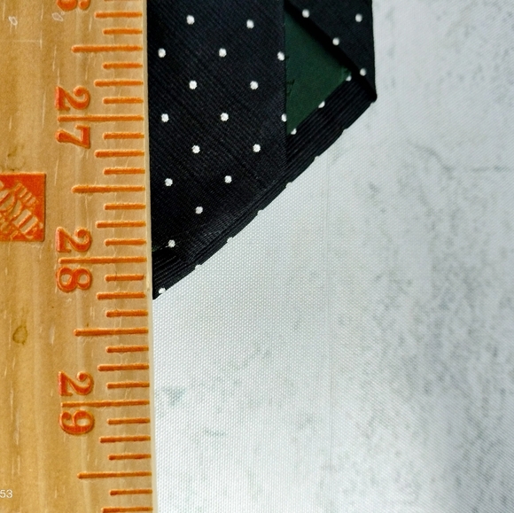 Lauren Ralph Lauren Silk Necktie Tie Textured Black White Dots Hand Finished. T - Picture 7 of 9